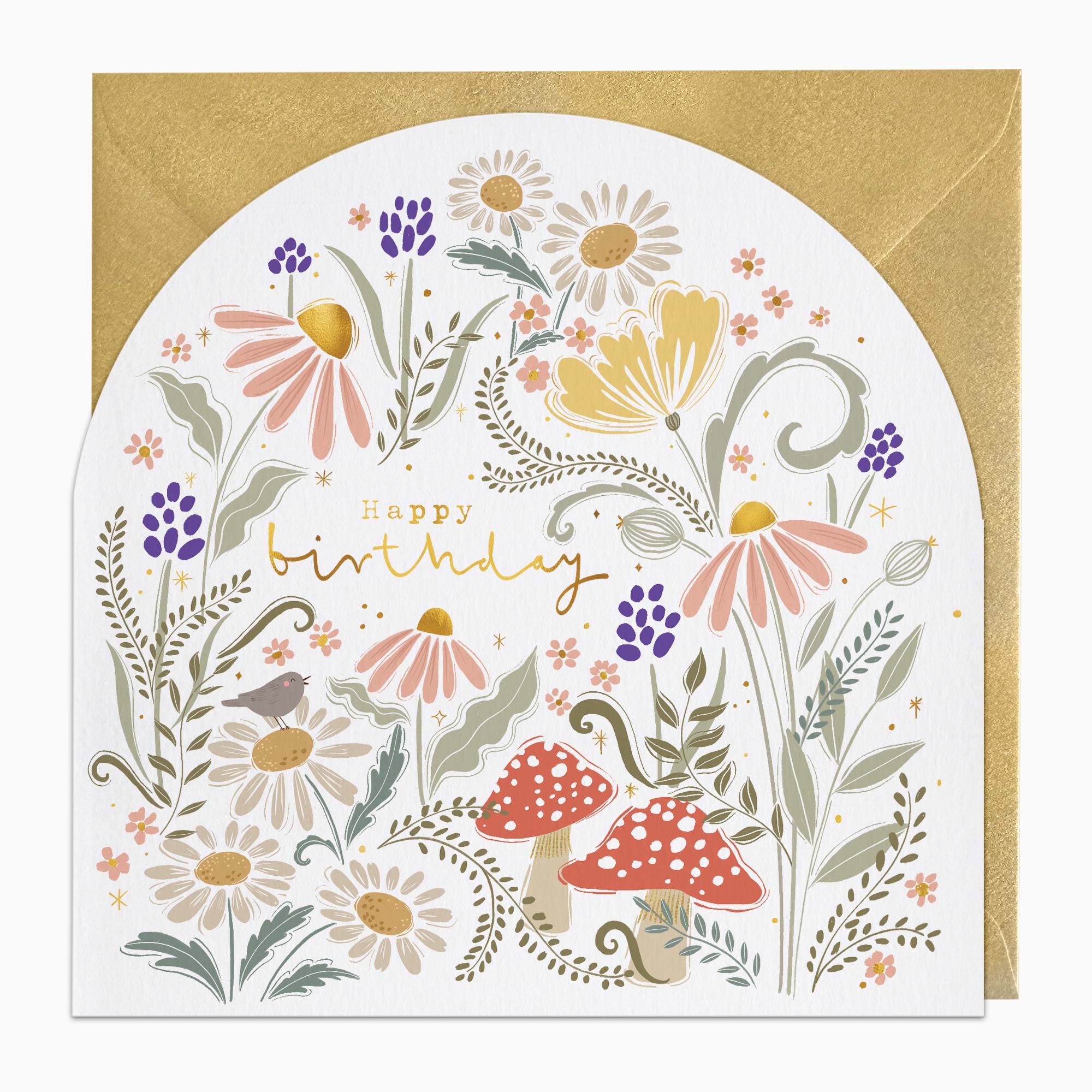 Greeting Card-H120 - Mushroom Bluebells Birthday Card-Whistlefish