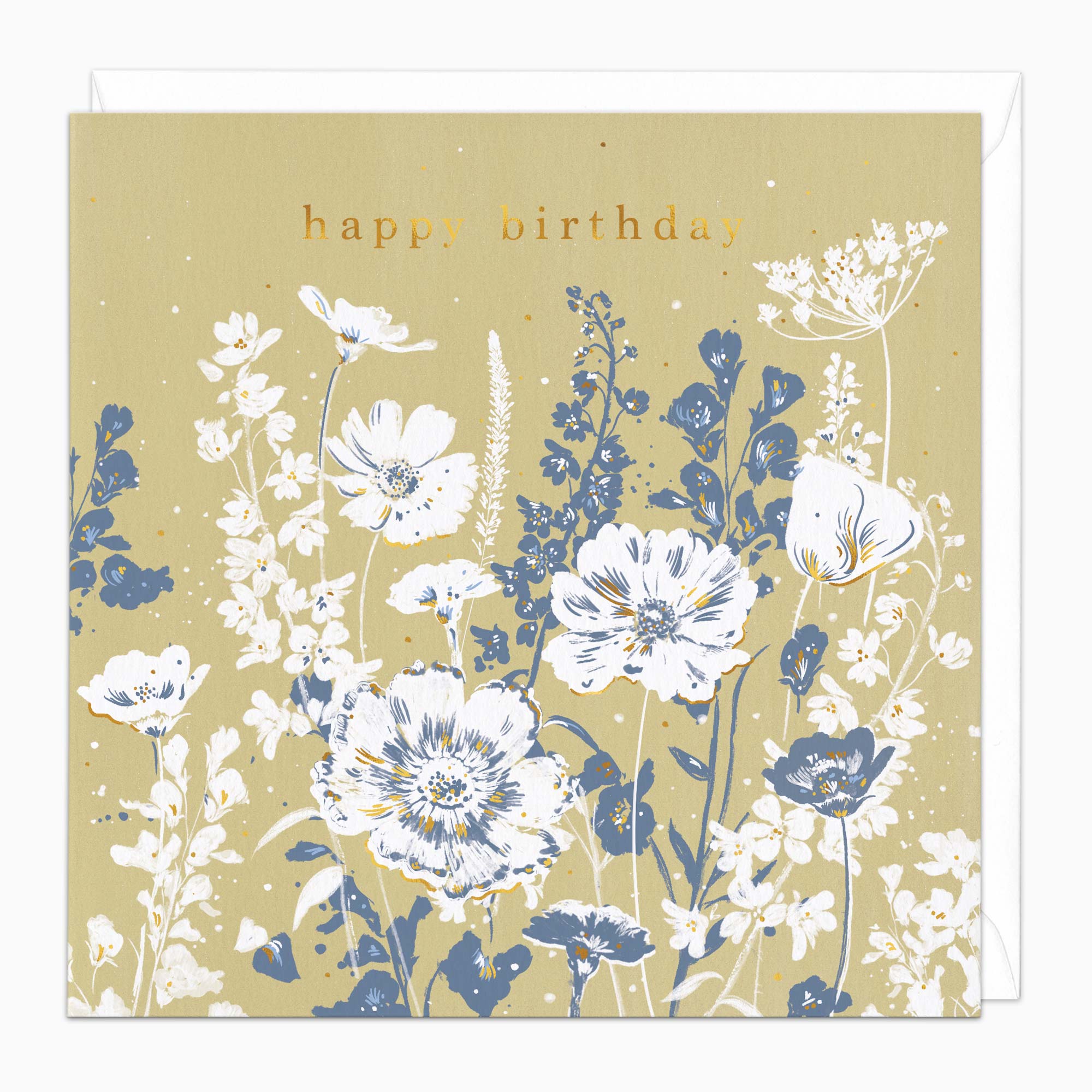 Greeting Card-H139 - Golden Wildflowers Birthday Card-Whistlefish