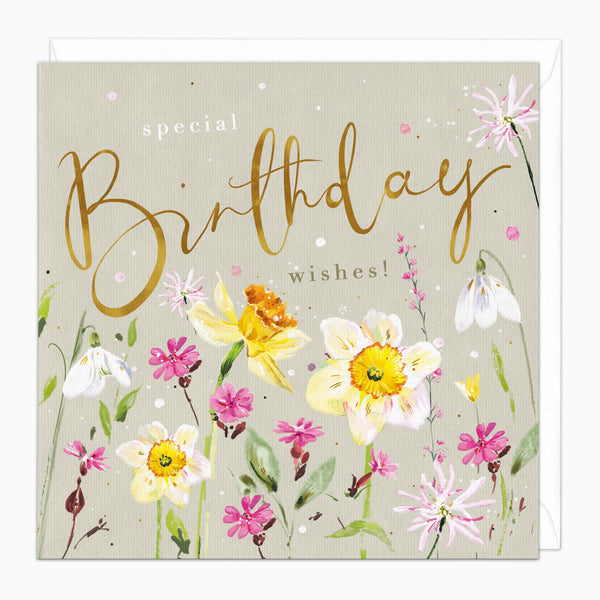 Greeting Card-H151 - Daffodil Bloom Birthday Card-Whistlefish