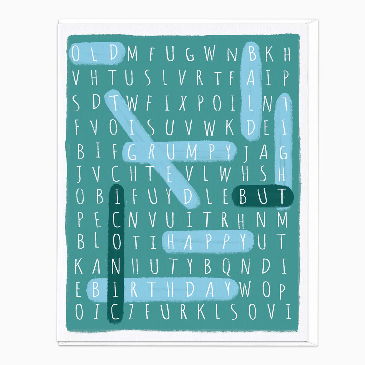 Greeting Card-J134 - Blue Crossword Birthday Card-Wildfish