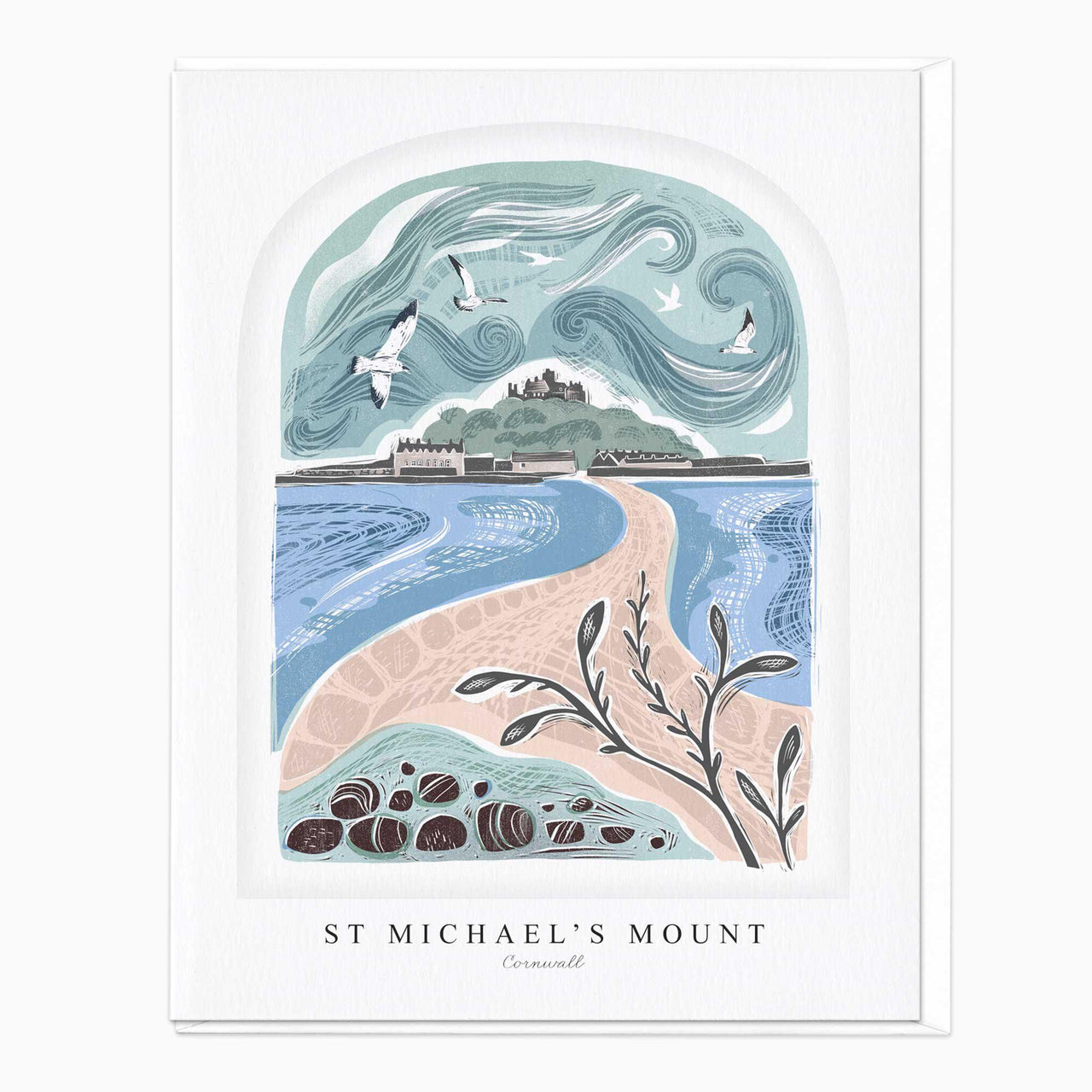 Greeting Card-LN045-F042 - St Michaels Arched Lino Card-Whistlefish