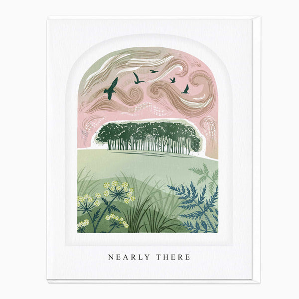 Greeting Card-LN051-F056 - Nearly There Arched Lino Card-Whistlefish