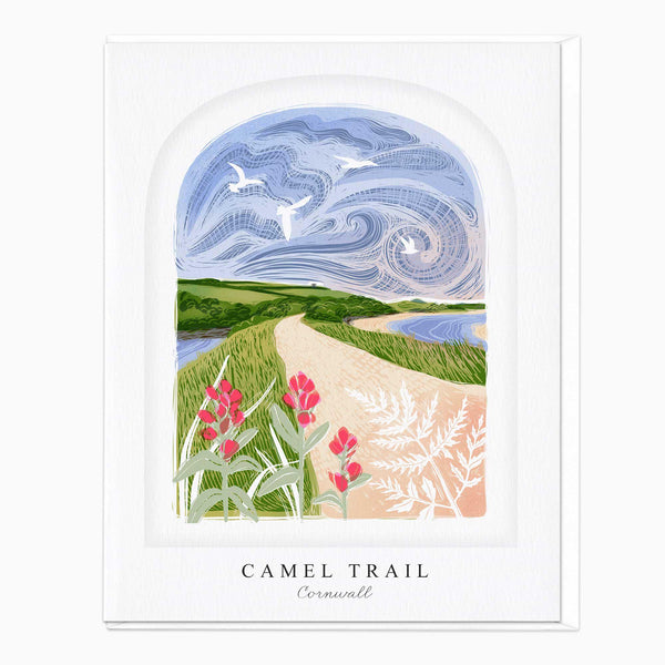 Greeting Card-LN055 - Camel Trail Arched Lino Card-Whistlefish