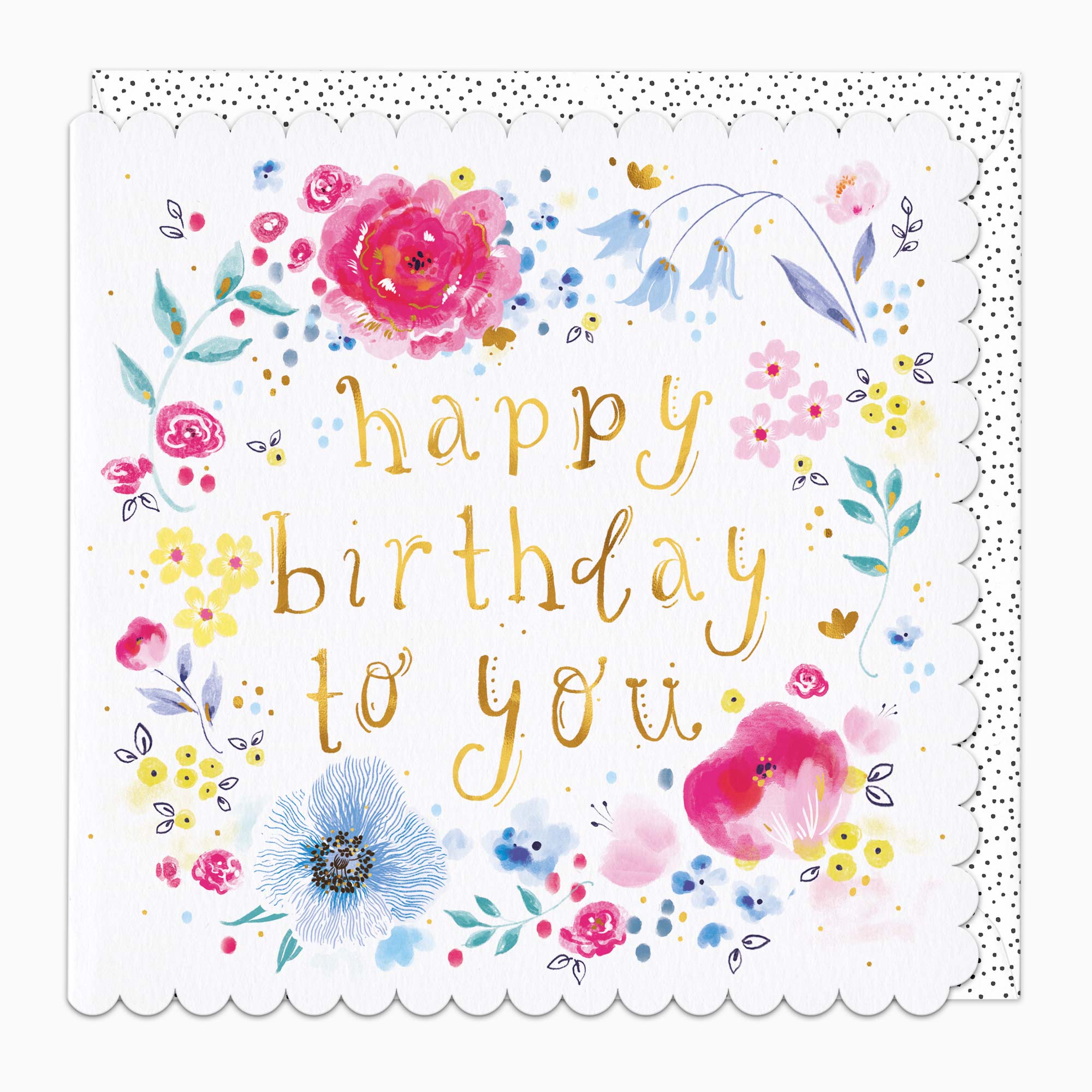 Greeting Card-H266 - Painted Floral Birthday Card-Whistlefish