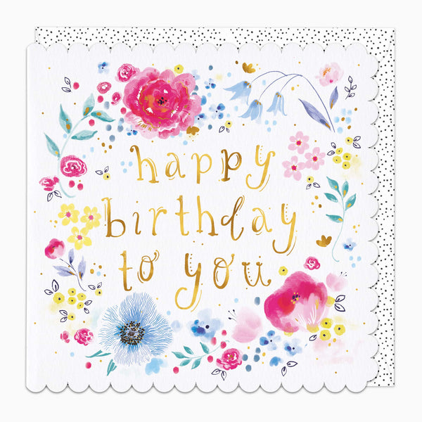 Greeting Card-H266 - Painted Floral Birthday Card-Whistlefish