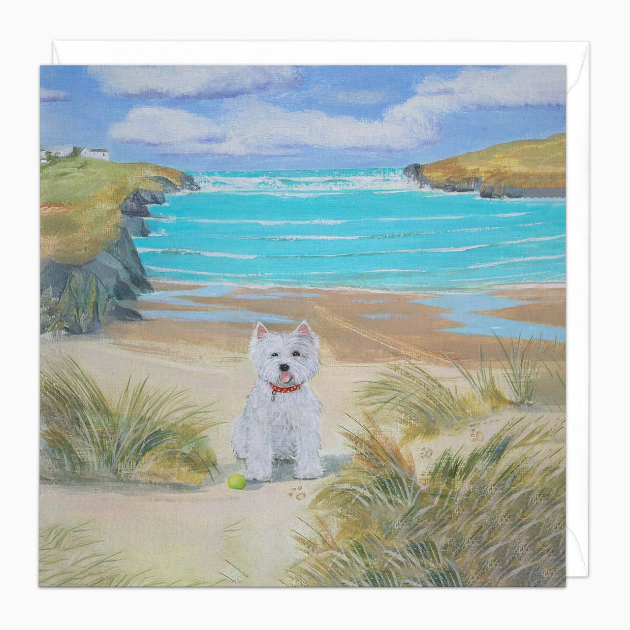 Greeting Card-H279 - Hannah Cole Woffle The Westie Art Card-Whistlefish