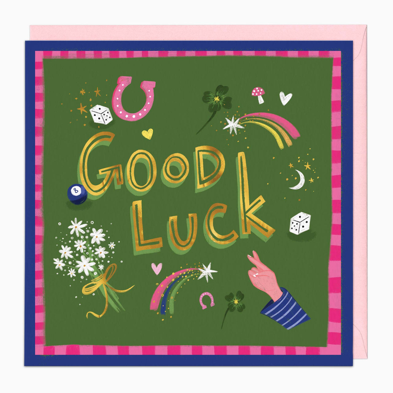 Greeting Card-H305 - Cute Icons Good Luck Card-Whistlefish