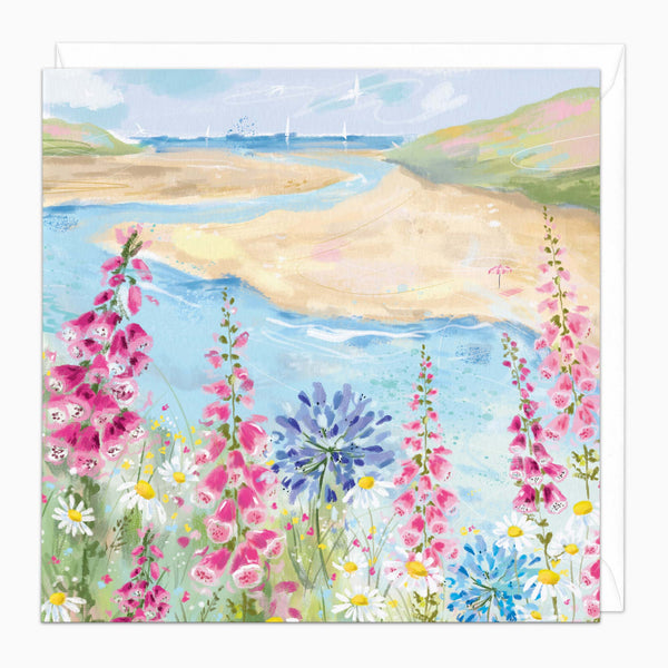 Foxgloves by the Beach Art Card - Whistlefish
