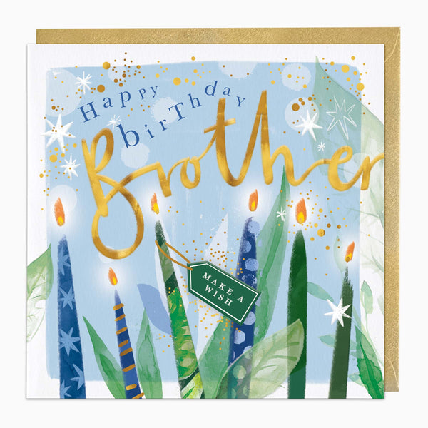 Greeting Card-H325 - Candles Brother Birthday Card-Whistlefish