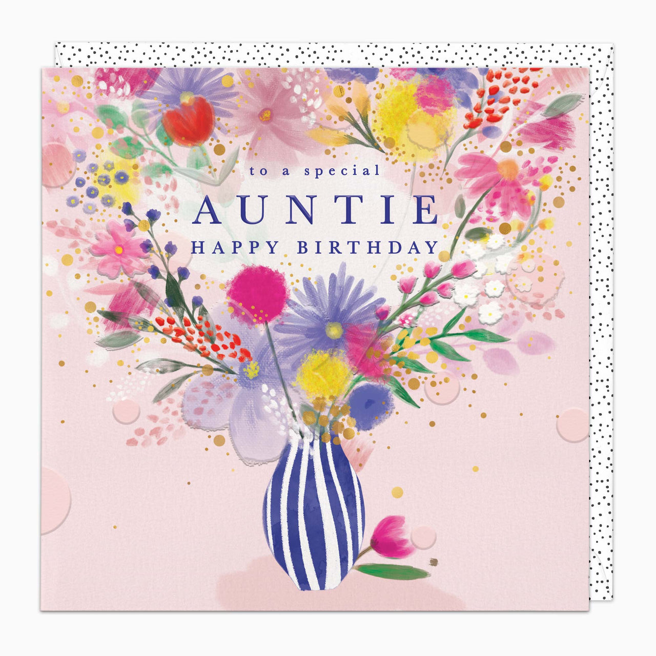 Greeting Card-H334 - Feather Floral Auntie Birthday Card-Whistlefish