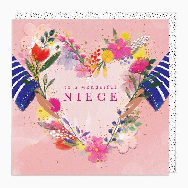 Greeting Card-H336 - Feather Floral Niece Card-Whistlefish