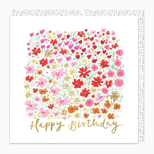 Greeting Card-H346 - Pink Meadow Birthday Card-Whistlefish