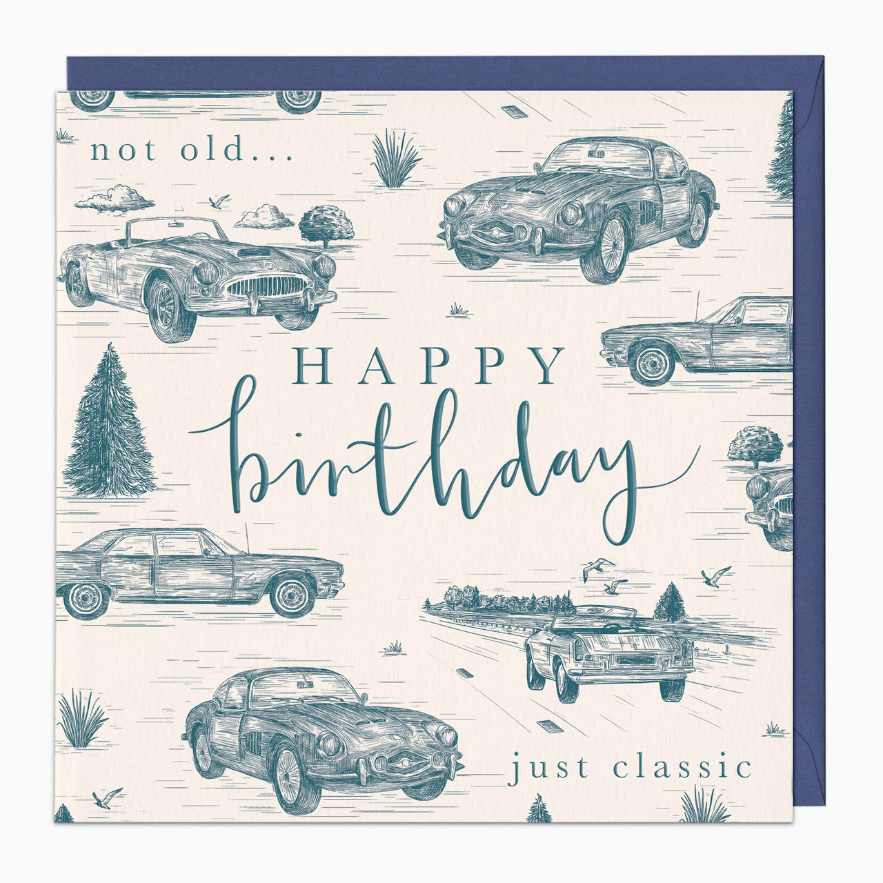 Greeting Card-H351 - Classic Cars Birthday Card-Whistlefish