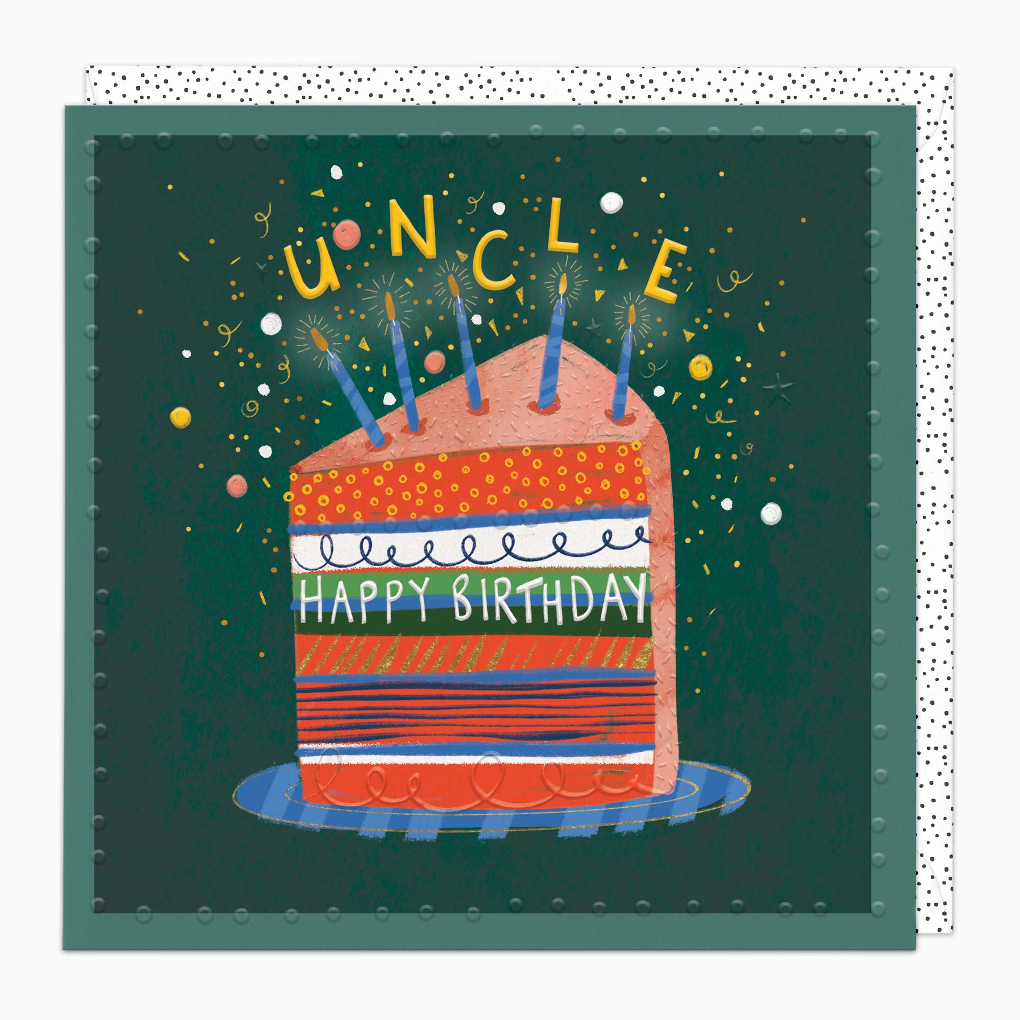 Greeting Card-H373 - Dark Green Cake Uncle Birthday Card-Whistlefish