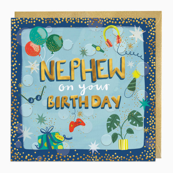 H375 - Bright Blue Newphew Birthday Card