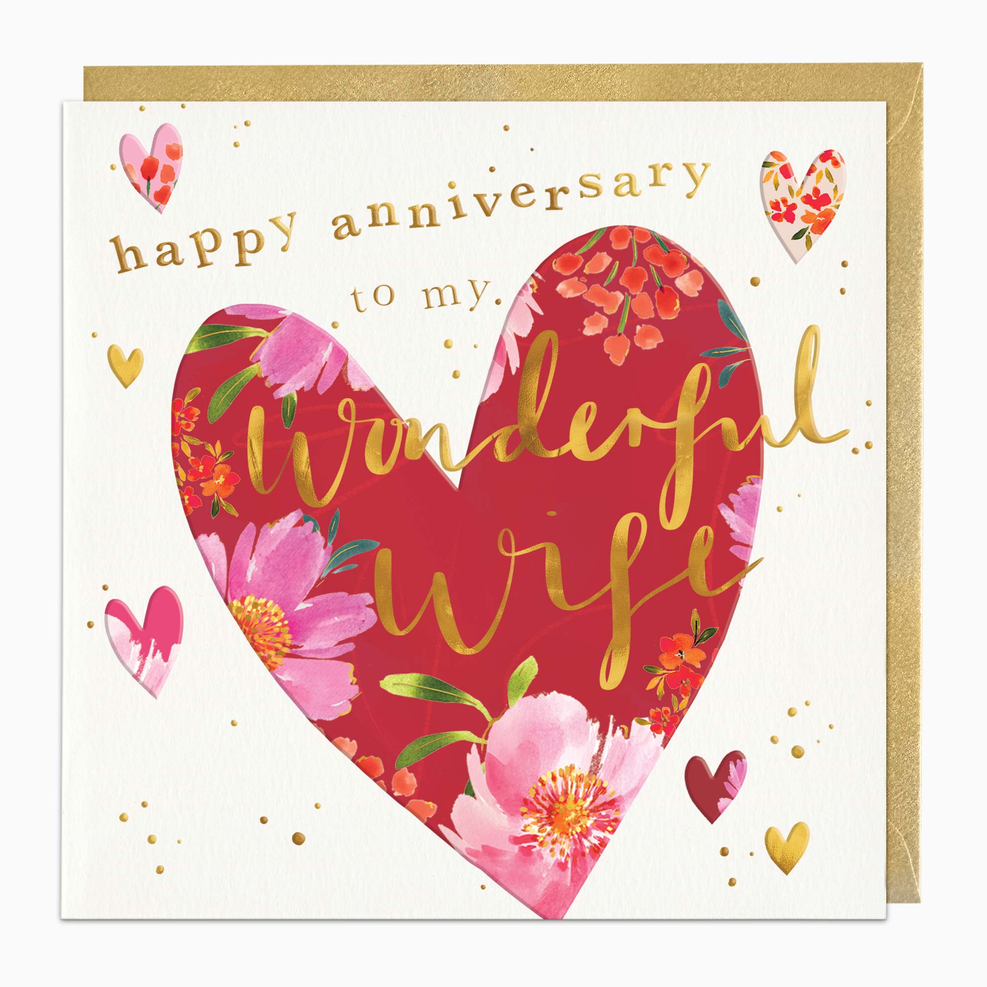 H381 - Floral Heart Wife Anniversary Card