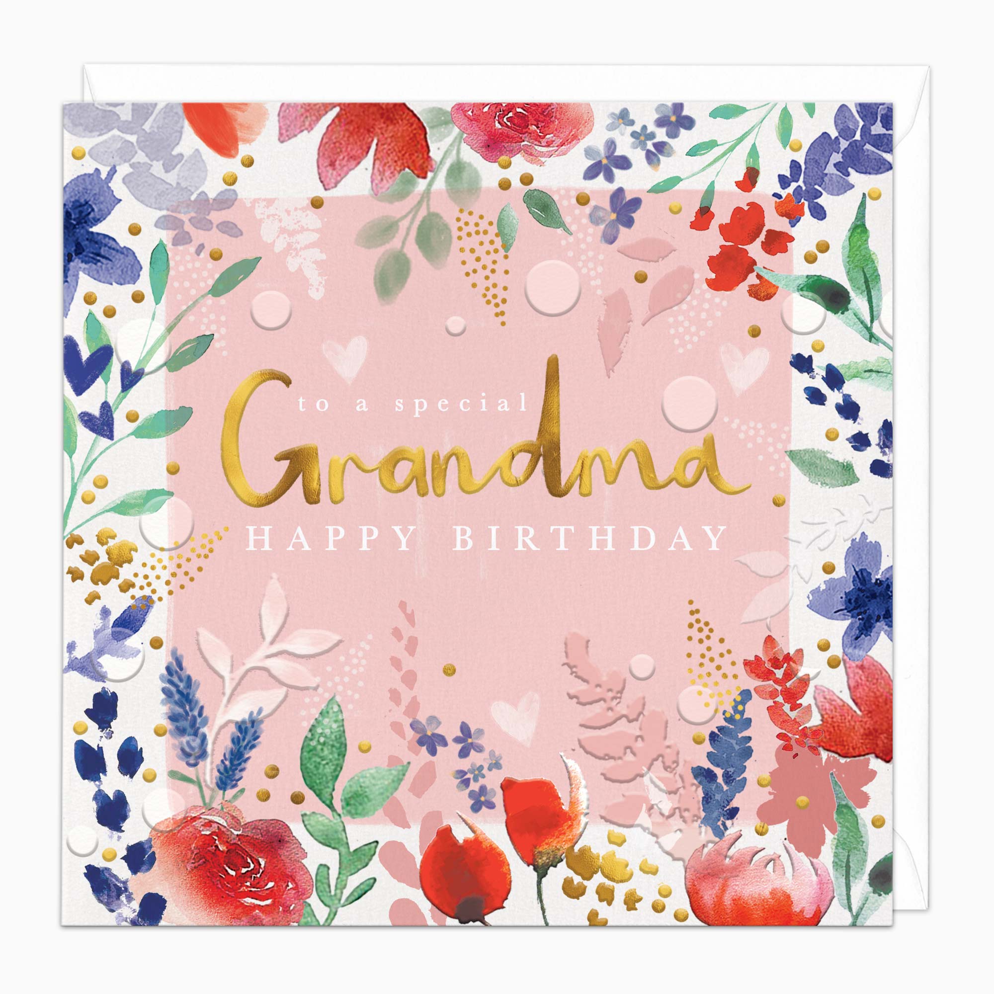 Greeting Card-H399 - Feather Floral Grandma Birthday Card-Whistlefish