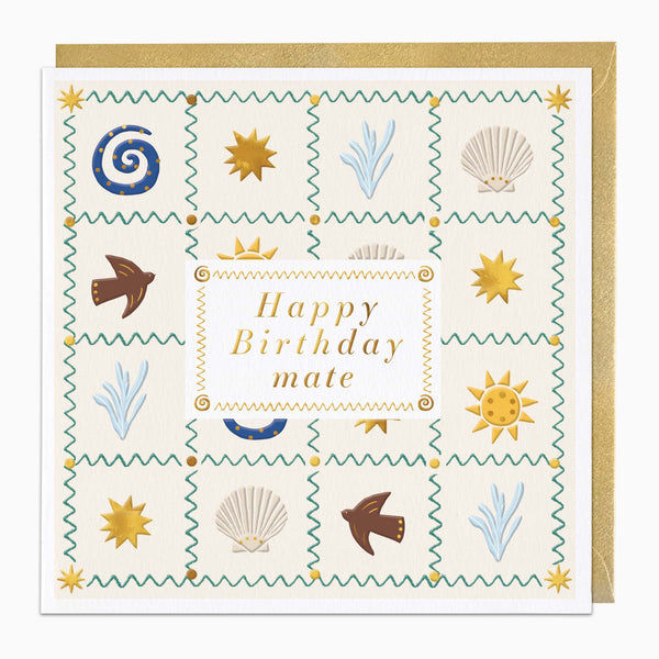 H402 - Coastal Patchwork Mate Birthday Card