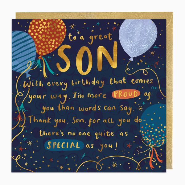 H428 - Poem to a Son Birthday Card
