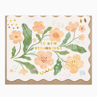 Greeting Card-H434 - Peach Flowers New Beginnings Card-Whistlefish