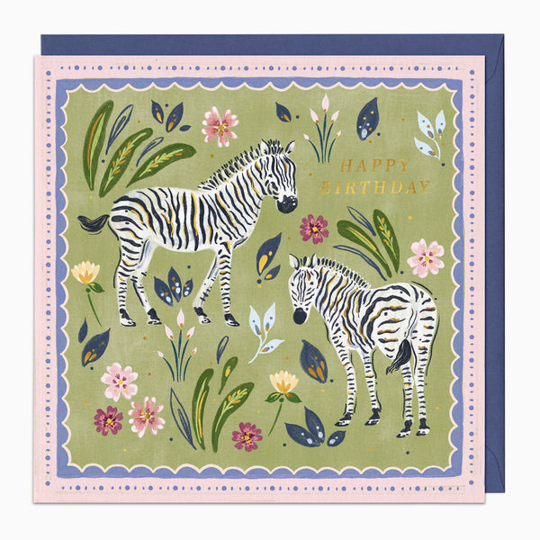 H453 - Painted Paradise Zebras Birthday Card
