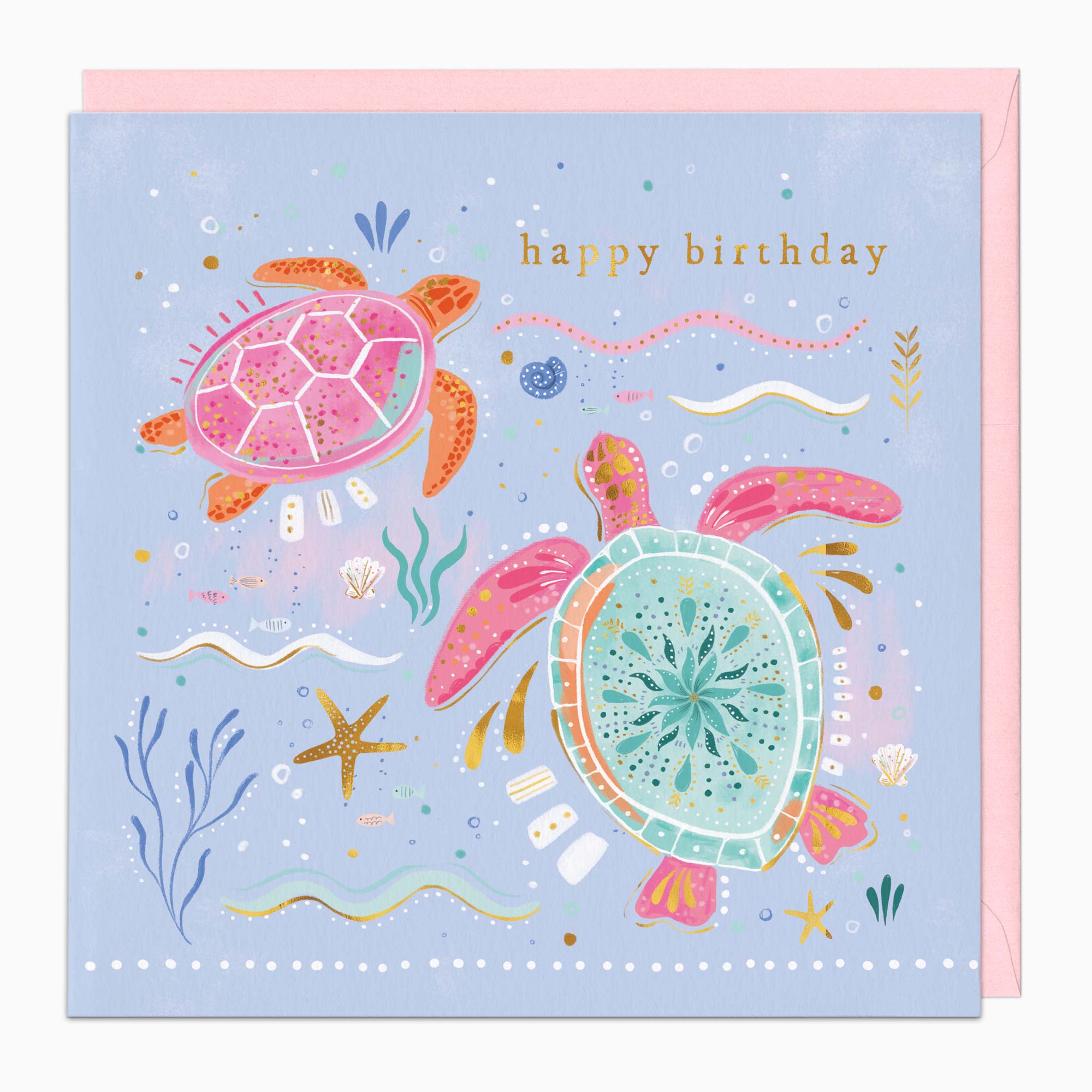 H468 - Pink Turtles Birthday Card