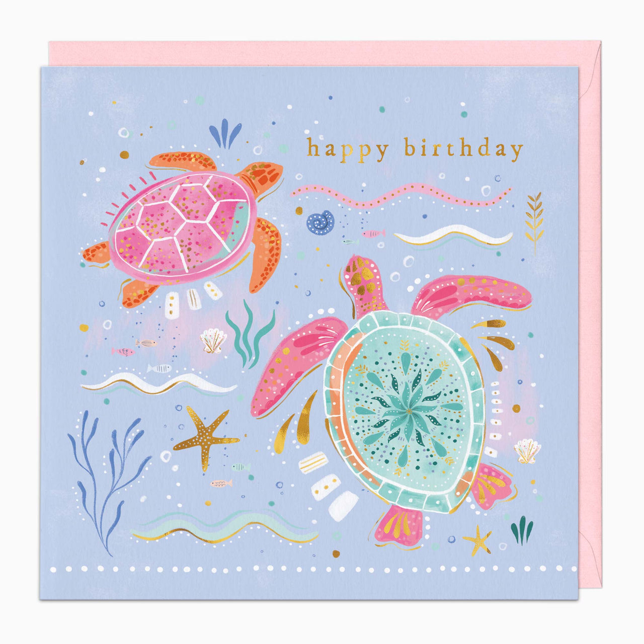 H468 - Pink Turtles Birthday Card