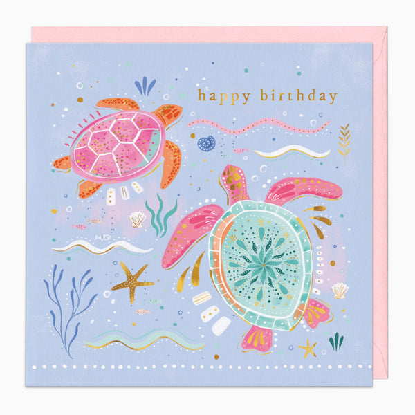 H468 - Pink Turtles Birthday Card