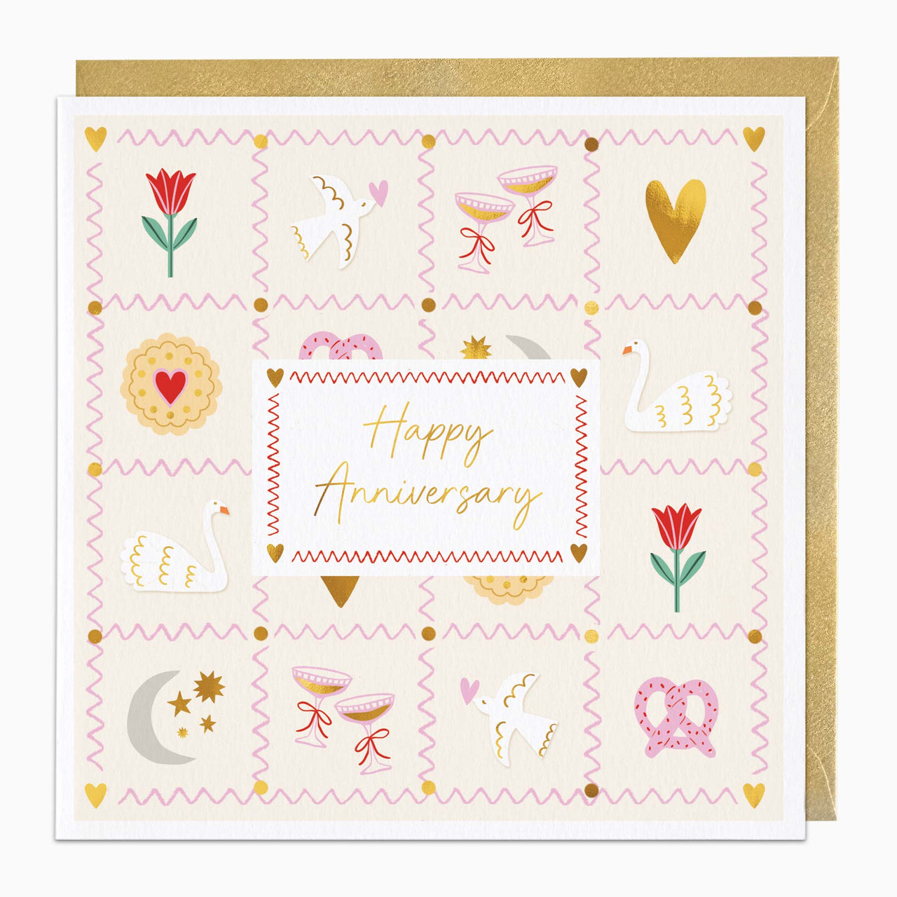 H470 - Coastal Patchwork Anniversary Card