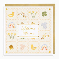 Greeting Card-H473 - Coastal Patchwork Welcome Little One Card-Whistlefish