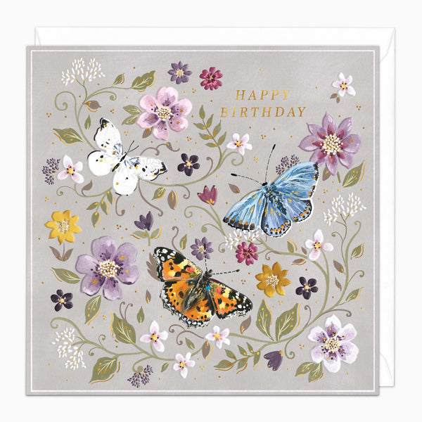 H534 - Butterfly Garden Birthday Card