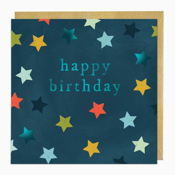 Greeting Card-H538 - Blue Stars Birthday Card-Whistlefish
