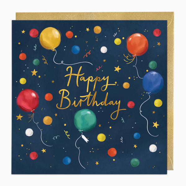 H552 - Navy Balloons Birthday Card