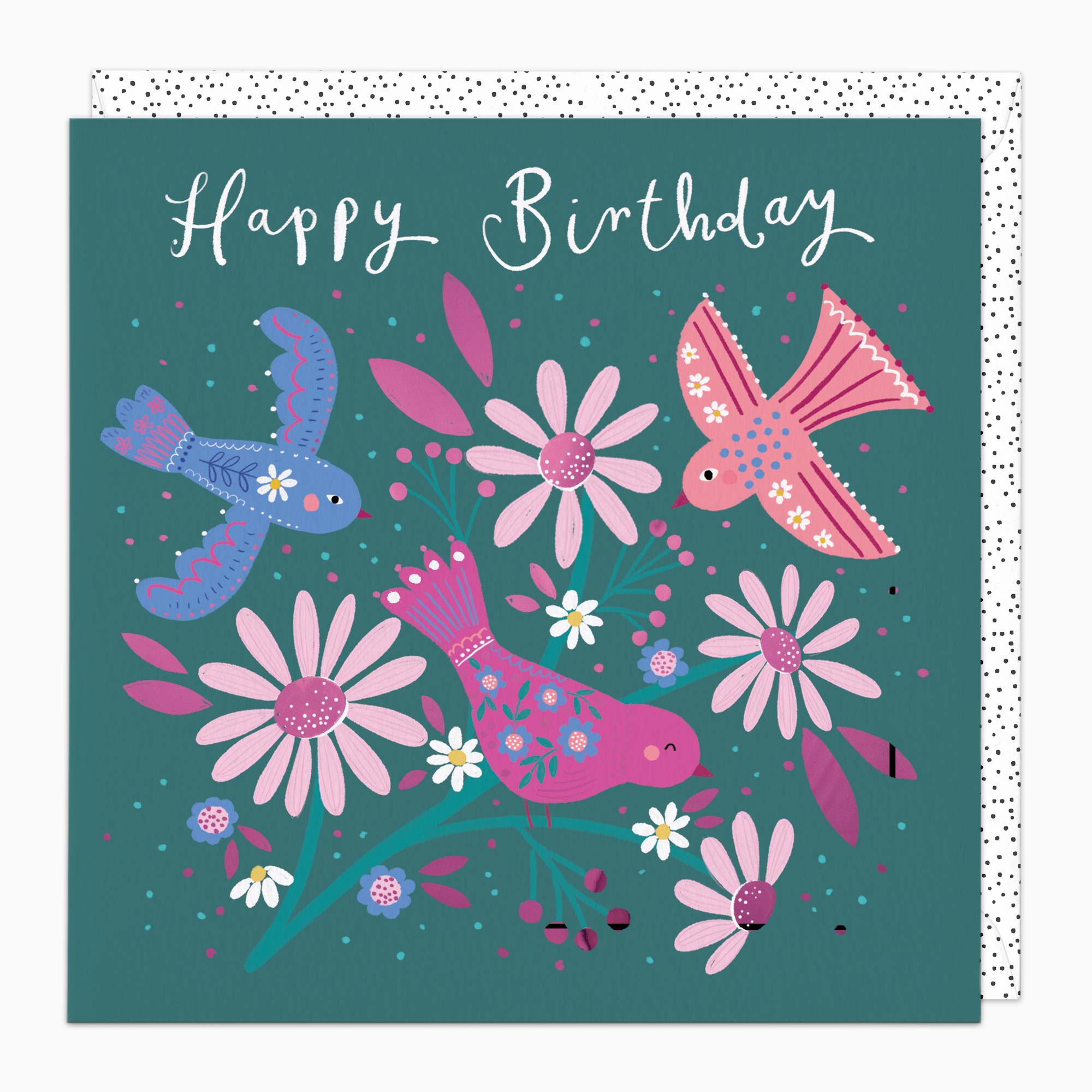 H593 - Pink Birds Birthday Card