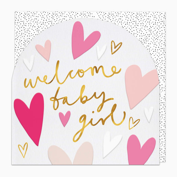 H600 - Pink Hearts Baby Girl Card