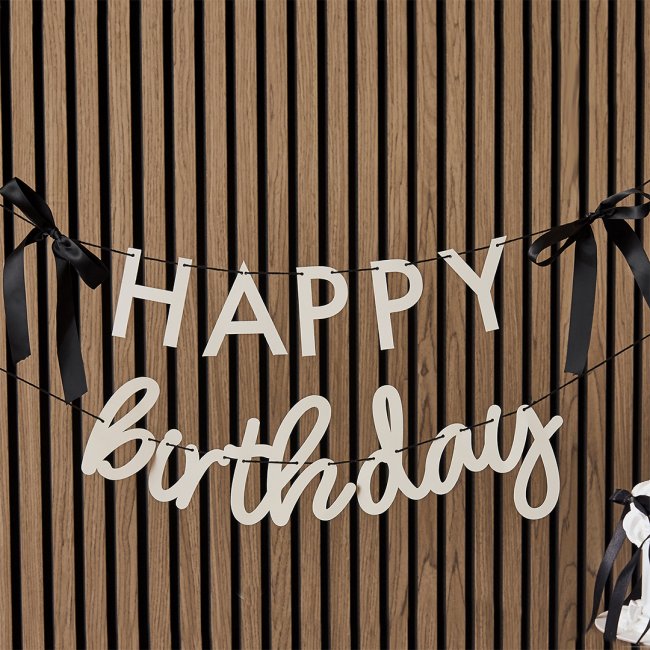 Banner-HBBW100 - Happy Birthday Satin Bows Card Banner-Hootyballoo