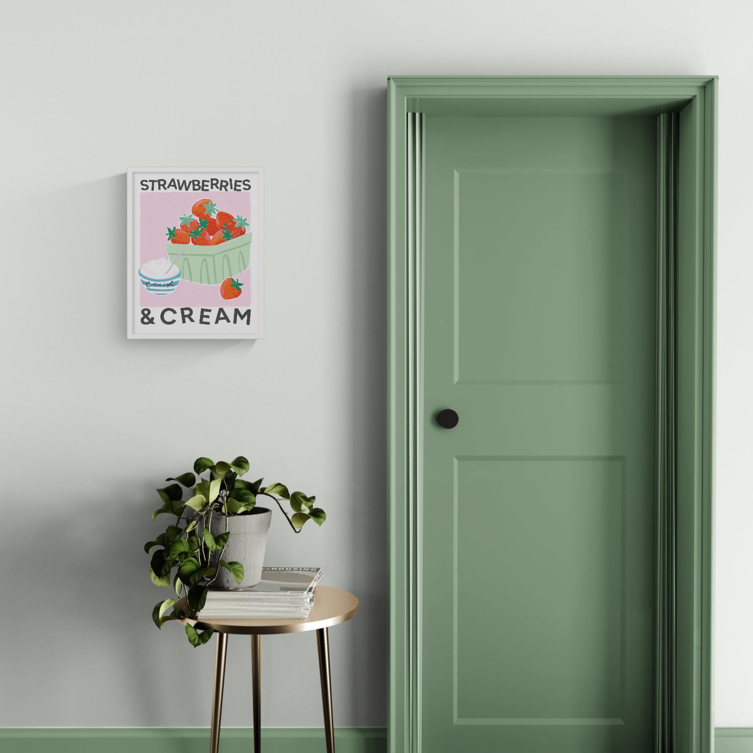 WF1312F - Strawberries & Cream Framed Print