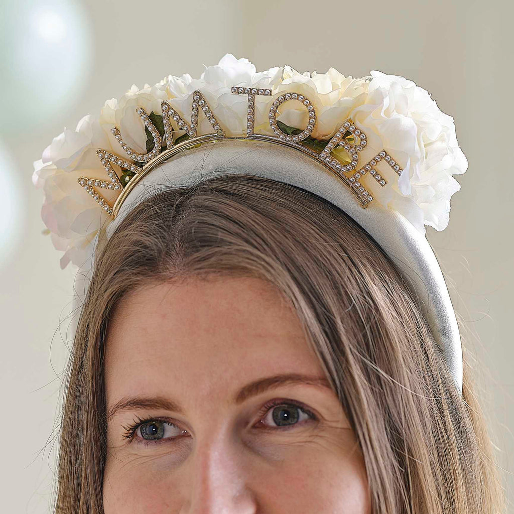 Headband - FLB-108-Floral Mum To Be Baby Shower Headband - Floral Mum To Be Baby Shower Headband - Whistlefish