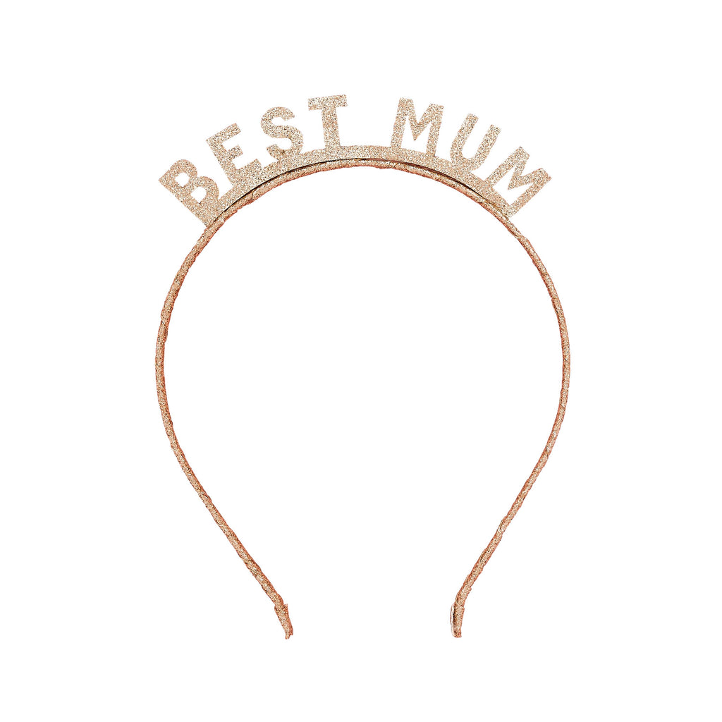 Headband - HBBM105 - Gold 'Best Mum' Glitter Headband - Gold 'Best Mum' Glitter Headband - Whistlefish