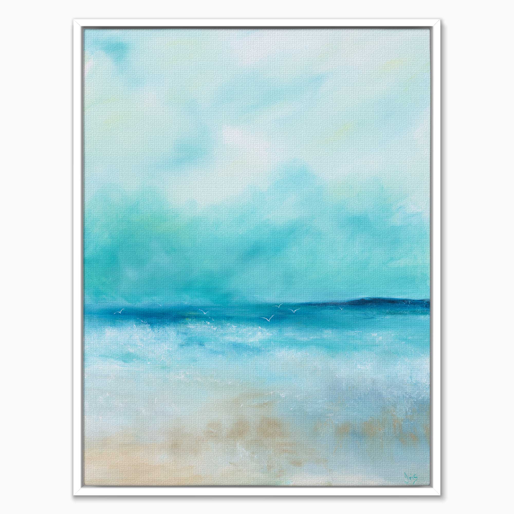ICC144F - Aqua Blue Framed Canvas