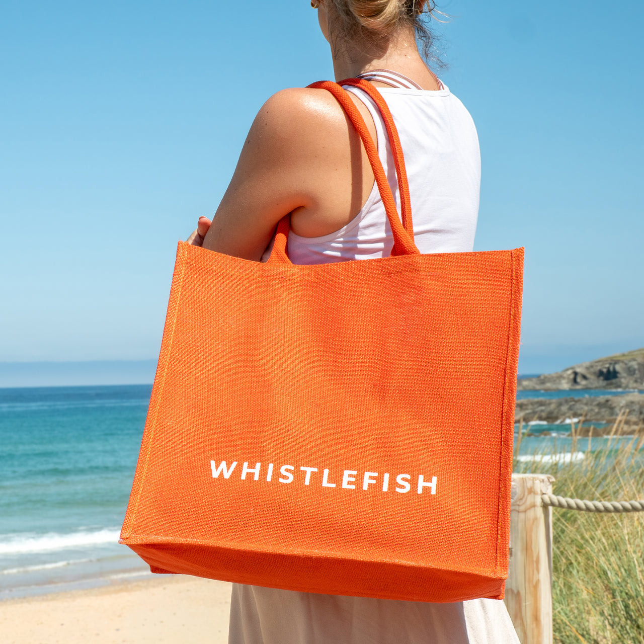 Large Jute Bag-JB225 - Tangerine Large Jute Bag-Whistlefish