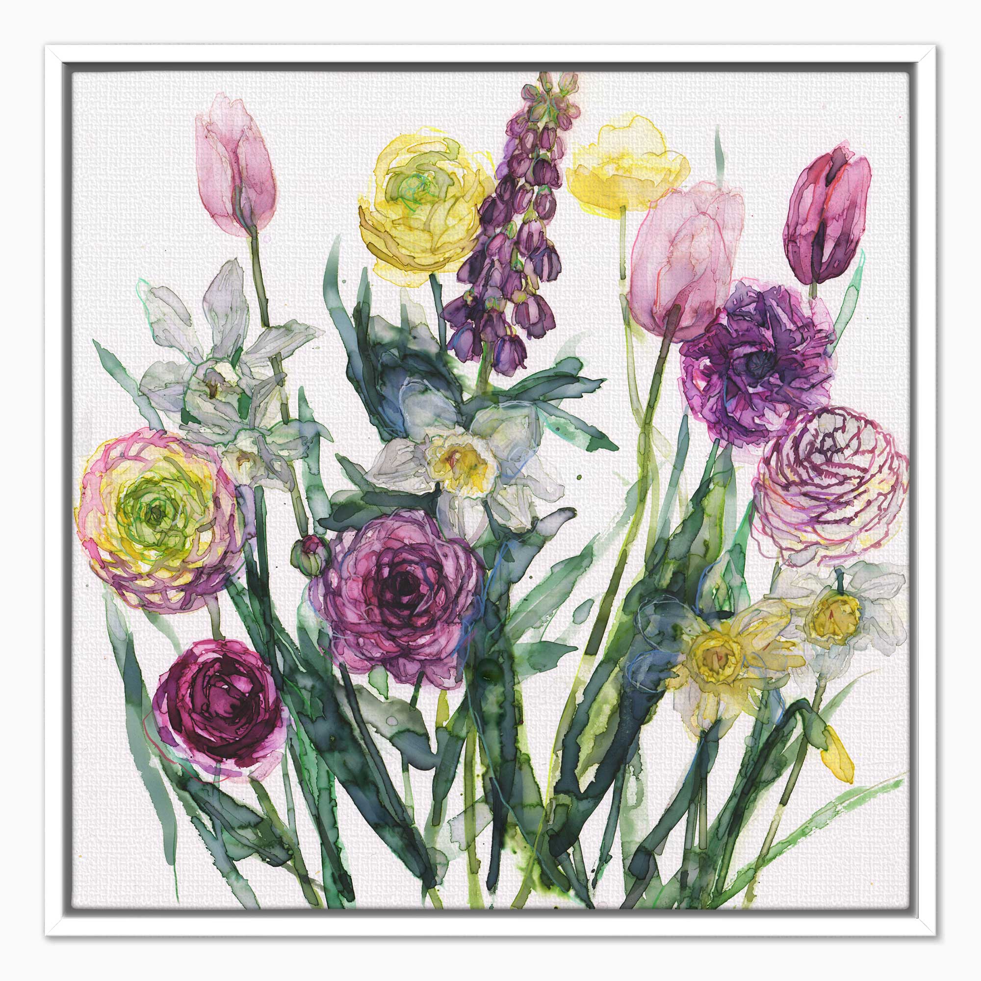 JTC23F - Spring Flowers & Ranunculus Framed Canvas