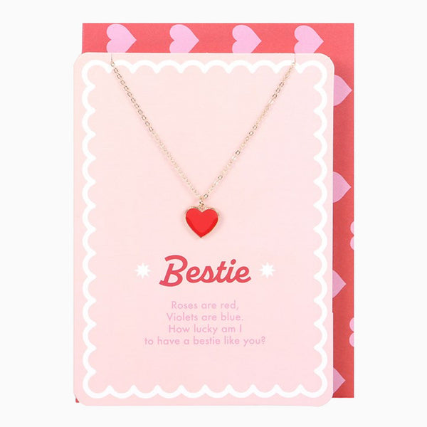 Jewellery Card-LS_33125 - Bestie Heart Necklace on Greeting Card-Something Different Wholesale