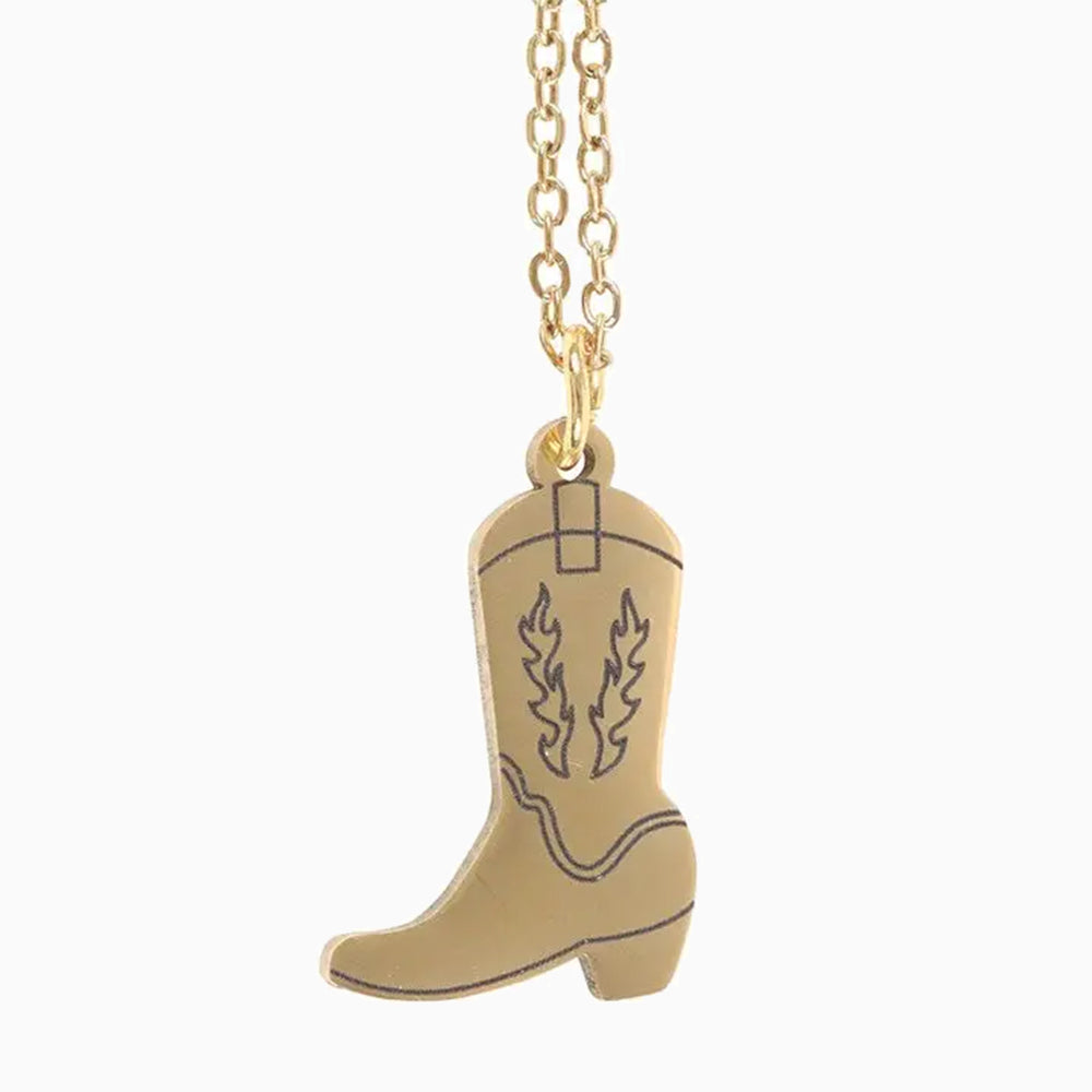 Jewellery Card-RO_51025 - Cowboy Boot Necklace on Greeting Card-Something Different Wholesale