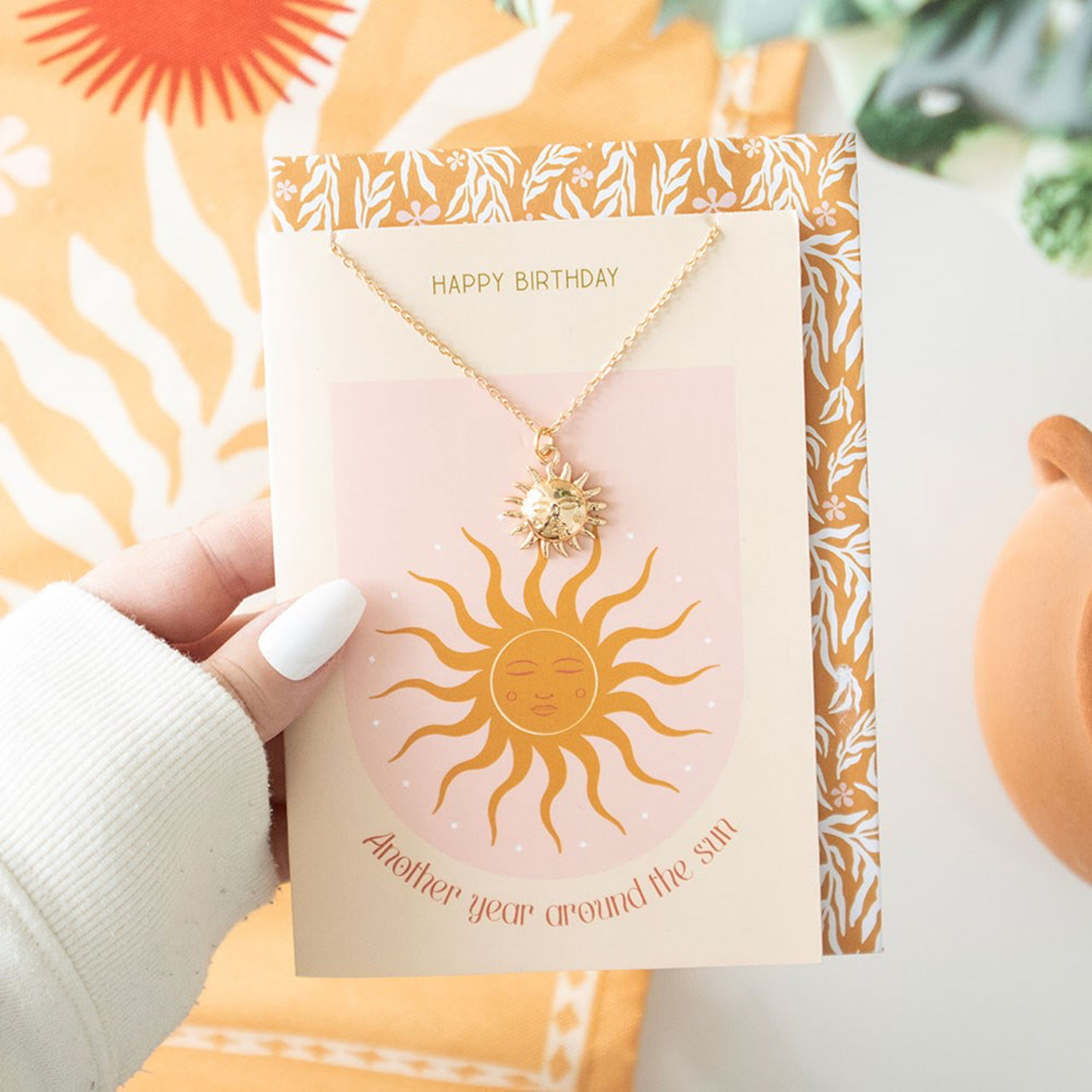 Jewellery Card-SZ_62325 - Sun Necklace on Birthday Card-Something Different Wholesale