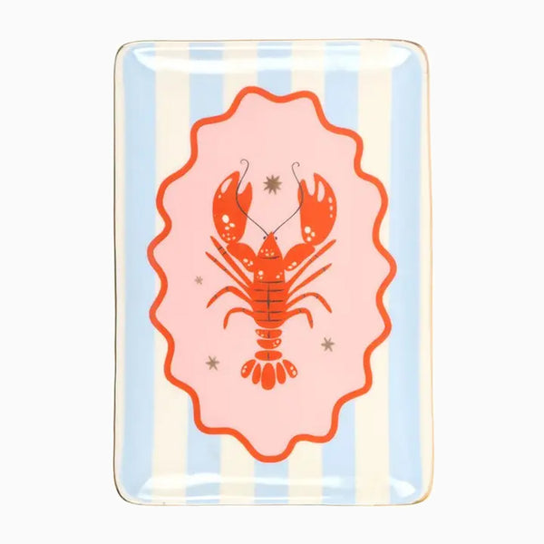 Jewellery Dish-HT_96526 - Striped Lobster Coastal Trinket Dish-Something Different Wholesale