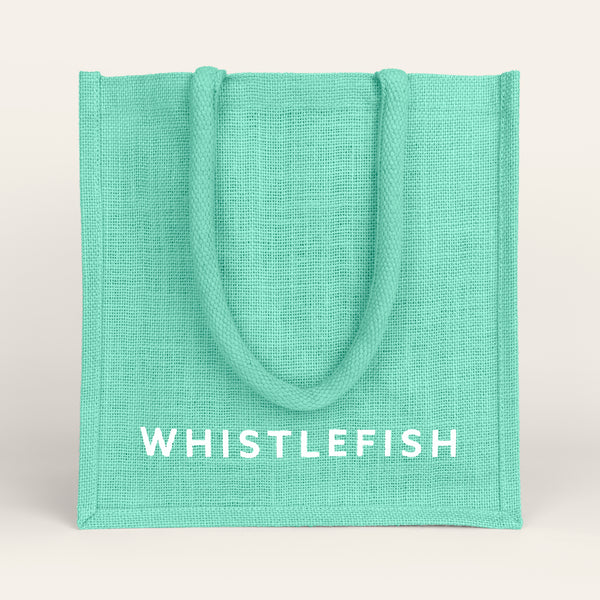 Jute Bag-JB189 - Aqua Small Jute Bag-Whistlefish