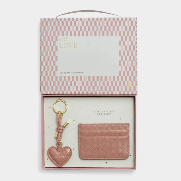 KLB4664 - Blush Pink Keyring and Card Holder in Gift Box