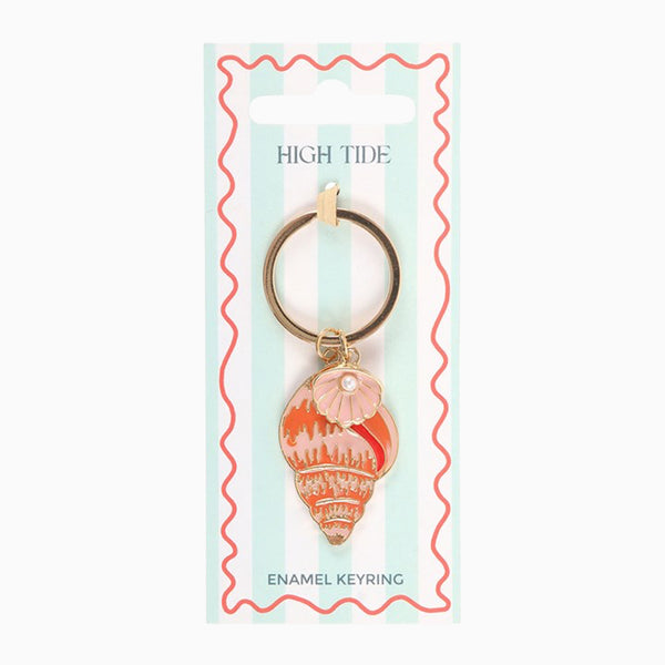 Keyring-HT_97626 - High Tide Beachy Coastal Shell Keyring-Something Different Wholesale