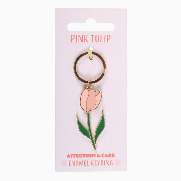 Keyring-TU_80826 - Pink Spring Tulip Keyring-Something Different Wholesale